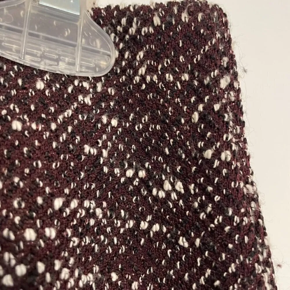ANN TAYLOR Factory Burgundy Maroon or Plum White Tweed Work Pull On Pencil Skirt - Image 6
