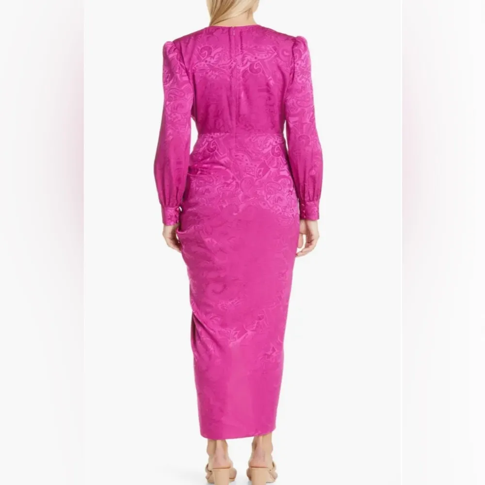 Veronica Beard Weiss Side Ruffle Long Sleeve Silk Blend Maxi Dress - Image 2