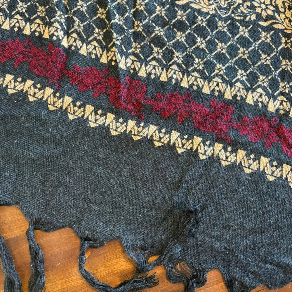 Free People Kimono Wrap Cardigan Sweater Fringe Printed Green Short Sleeve - Image 8