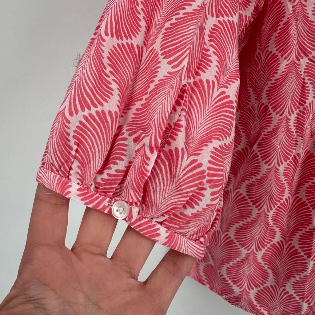 Talbots Women's‎ Button Up Pleated Coastal Pink Blouse Top Size L Cotton Beach - Image 11