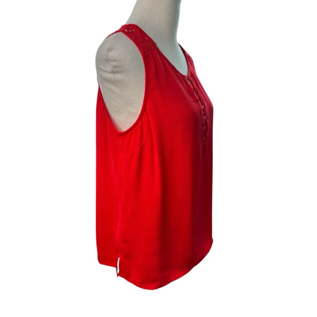 *New Stitch Fix Skies Are Blue Tiffany Ladder Trim Top Red Womens L Romantic - Image 3