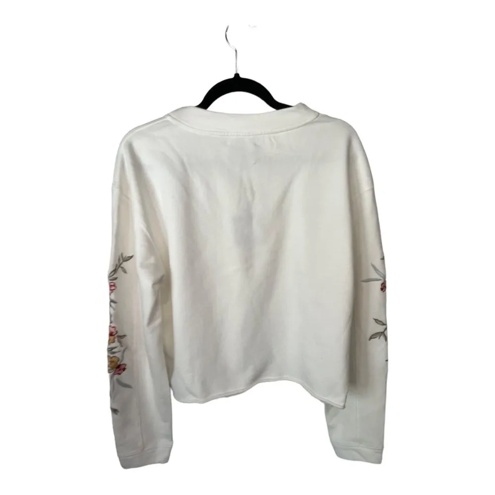 Joe’s The Daisy Floral Embroidered White Crewneck Pullover Sweatshirt Size L NWT - Image 4