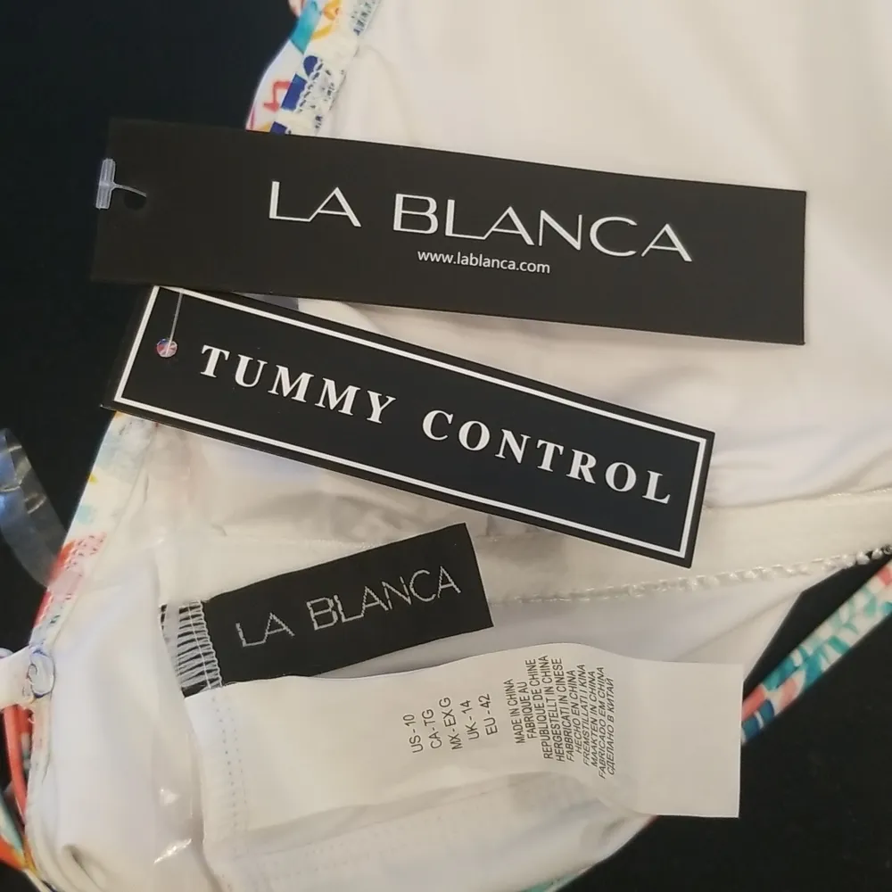 💕LA BLANCA💕 Terra Print Plunge Neck One-Piece Swimsuit ~ 10 Tera Italia NWT - Image 12