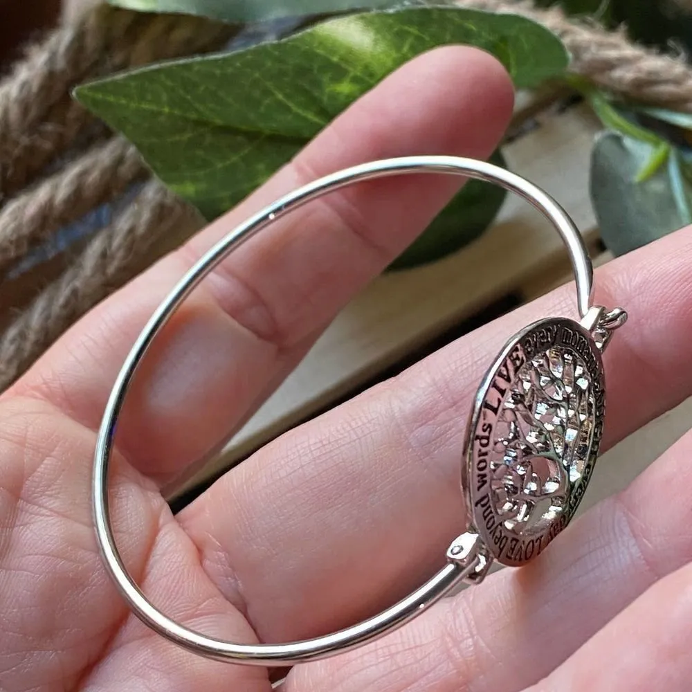 Love Beyond Words Tree of Life Silver bangle - Image 5