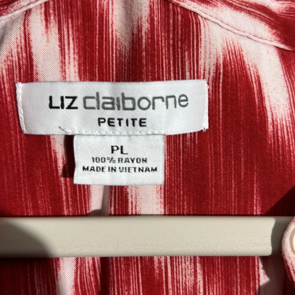 Liz Claiborne Red White Abstract Pattern Sleeveless High Low Dress - Image 4