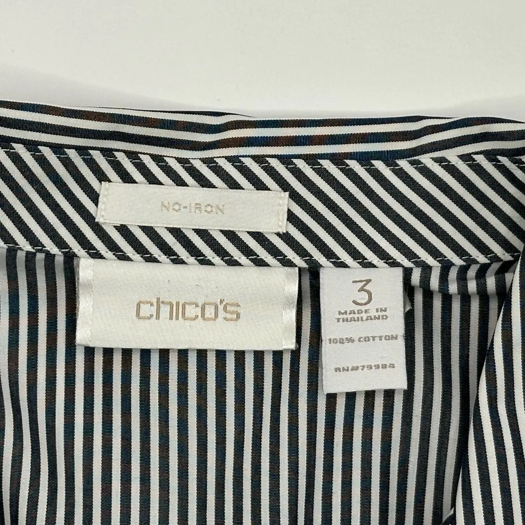 Chicos No Iron Striped Blouse SZ 3 - Image 4