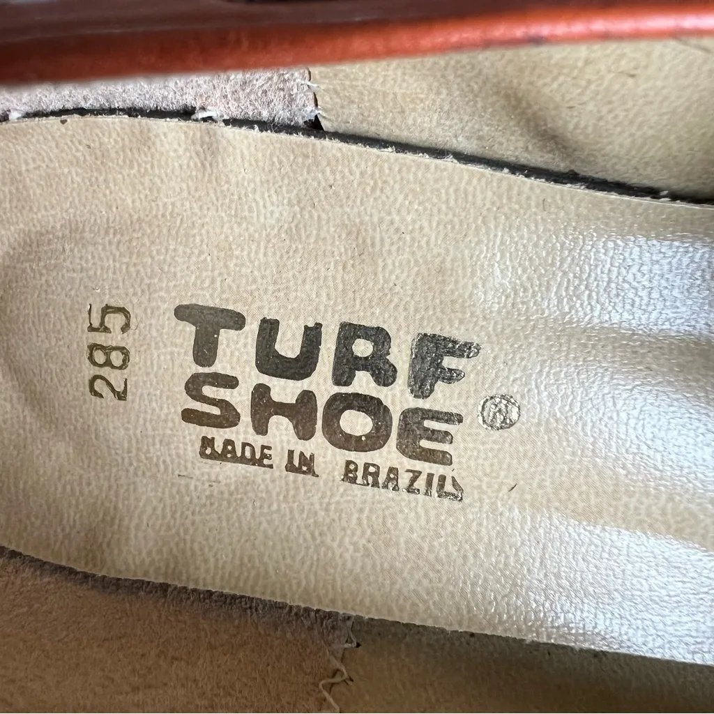 VTG 70s Turf Shoe Made in Brazil Leather Tassel Loafer Heels Brown Sz 8.5 Pumps - Image 12
