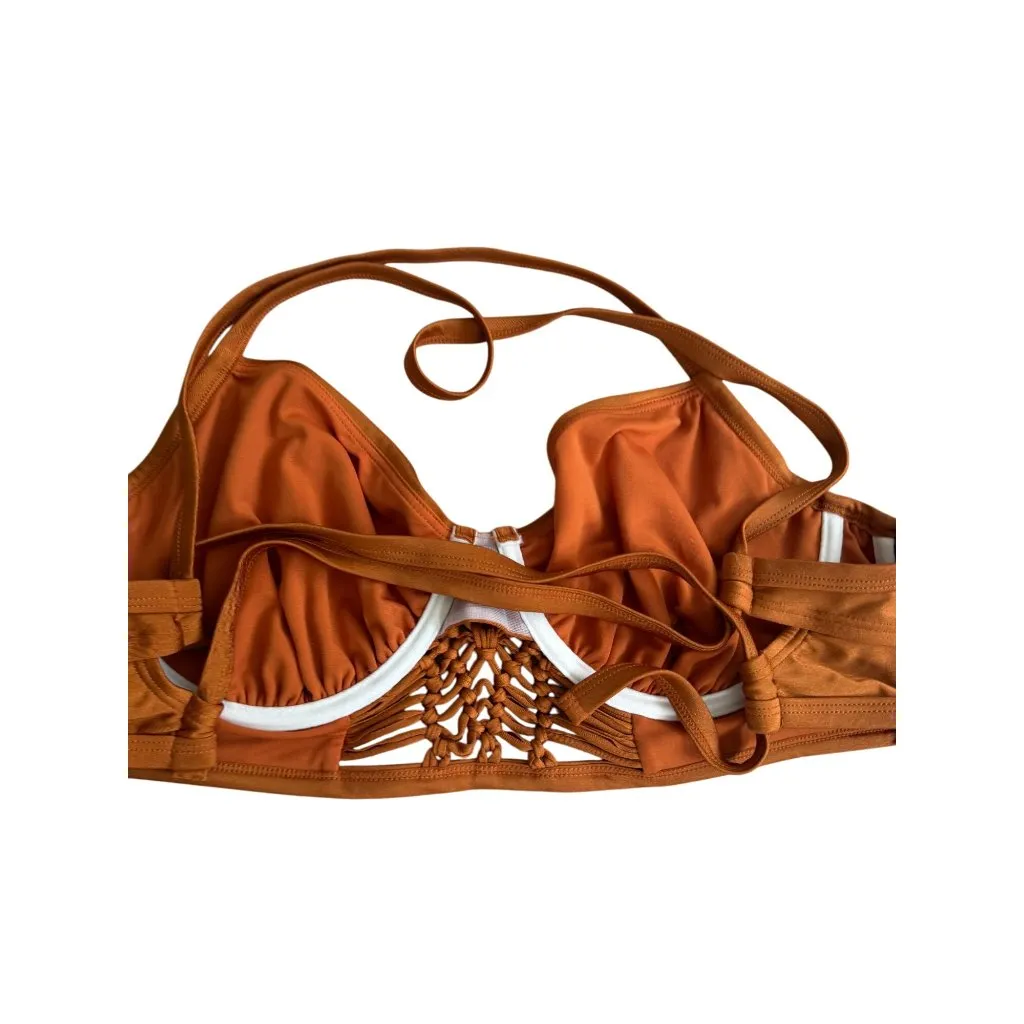 SWIMSUITS FOR ALL Copper Bronze Bikini Woven Top Size 18 Brown - Image 3