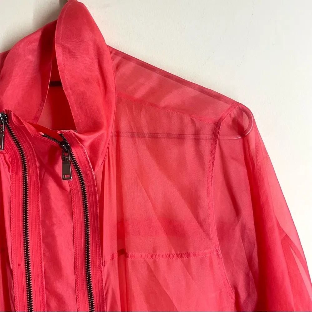 Elie Tahari Molly Silk Coat Lightweight Sheer Parka / Trench Jacket Pink size L - Image 3