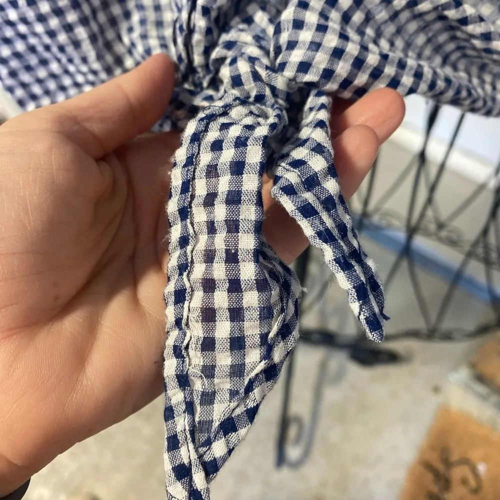 Caution to the Wind gingham cold shoulder button blouse - Image 3