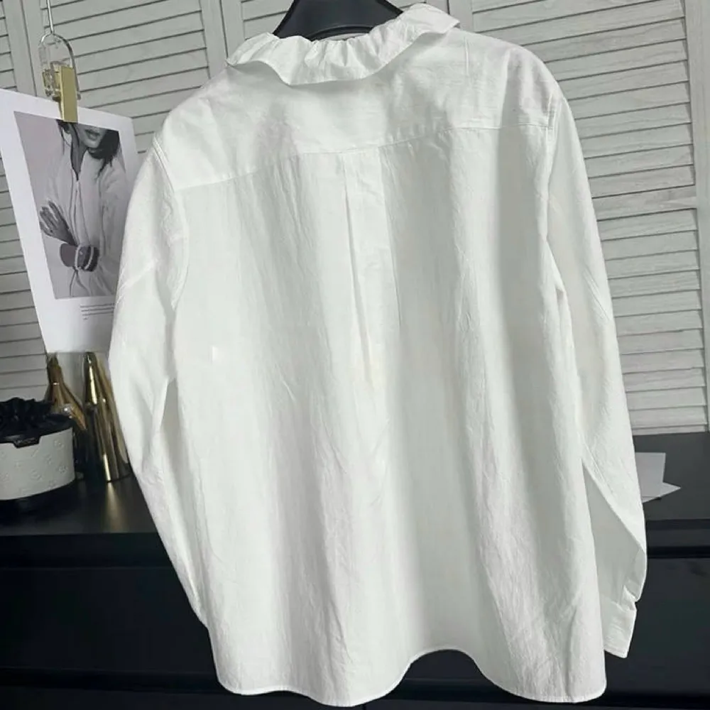 White Washing cotton Handmade flower collar shirt - Image 8