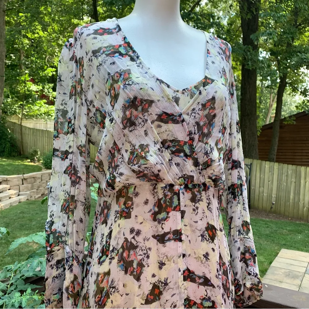 IRO Floral Willow Tent White Floral Ruffle Printed Maxi Dress Sz 34 US 4 EUC - Image 2