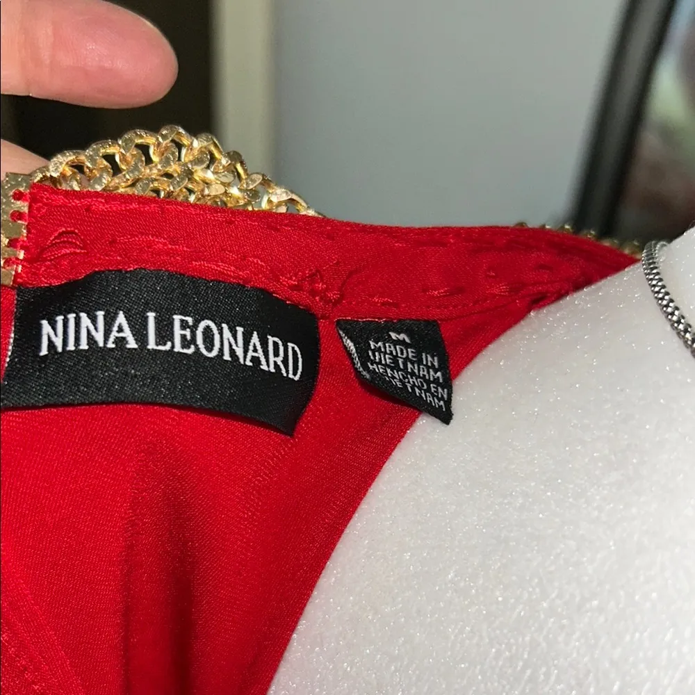 Nina Leonard Red Sleeveless Crew Neck Midi Dress - Image 8