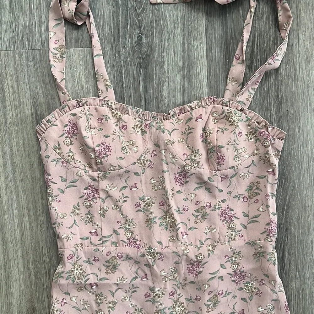 Women’s Floral Midi Dress Large Summer Casual Ruffle Hem Pink - Image 6