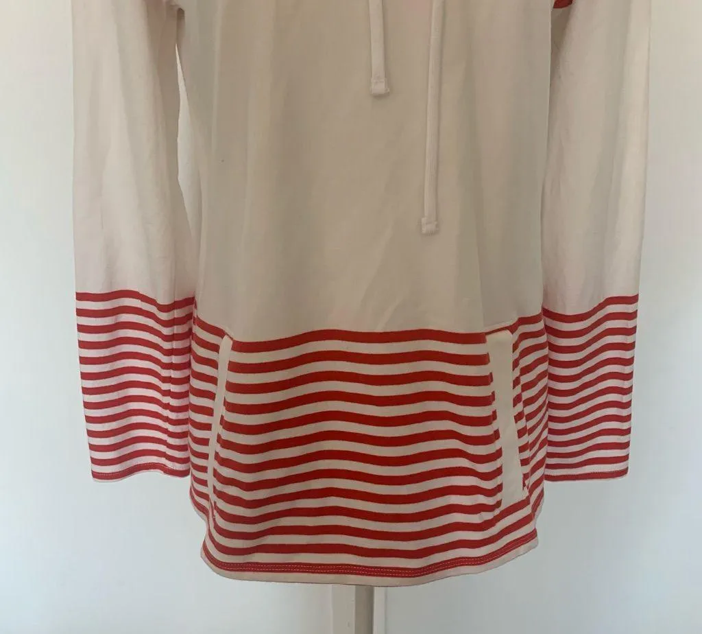 EUC Talbots Petite Red White Nautical Hoodie Kangaroo Pocket Sweatshirt Size SP - Image 4