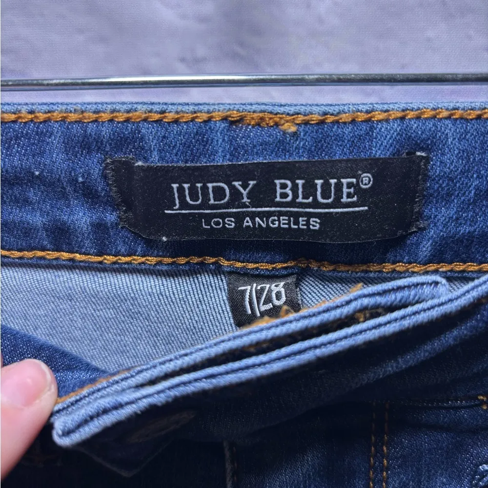 Judy Blue Jeans Women's Size 7/28 Flare Leg Raw Hem Denim Blue Jeans JB88611 - Image 5