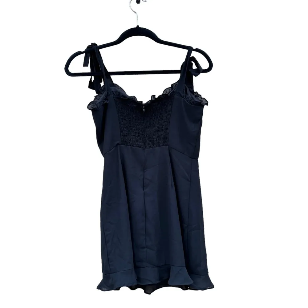 Le Lis Black Tie Shoulder Ruffle Mini Swing Dress Small - Image 2