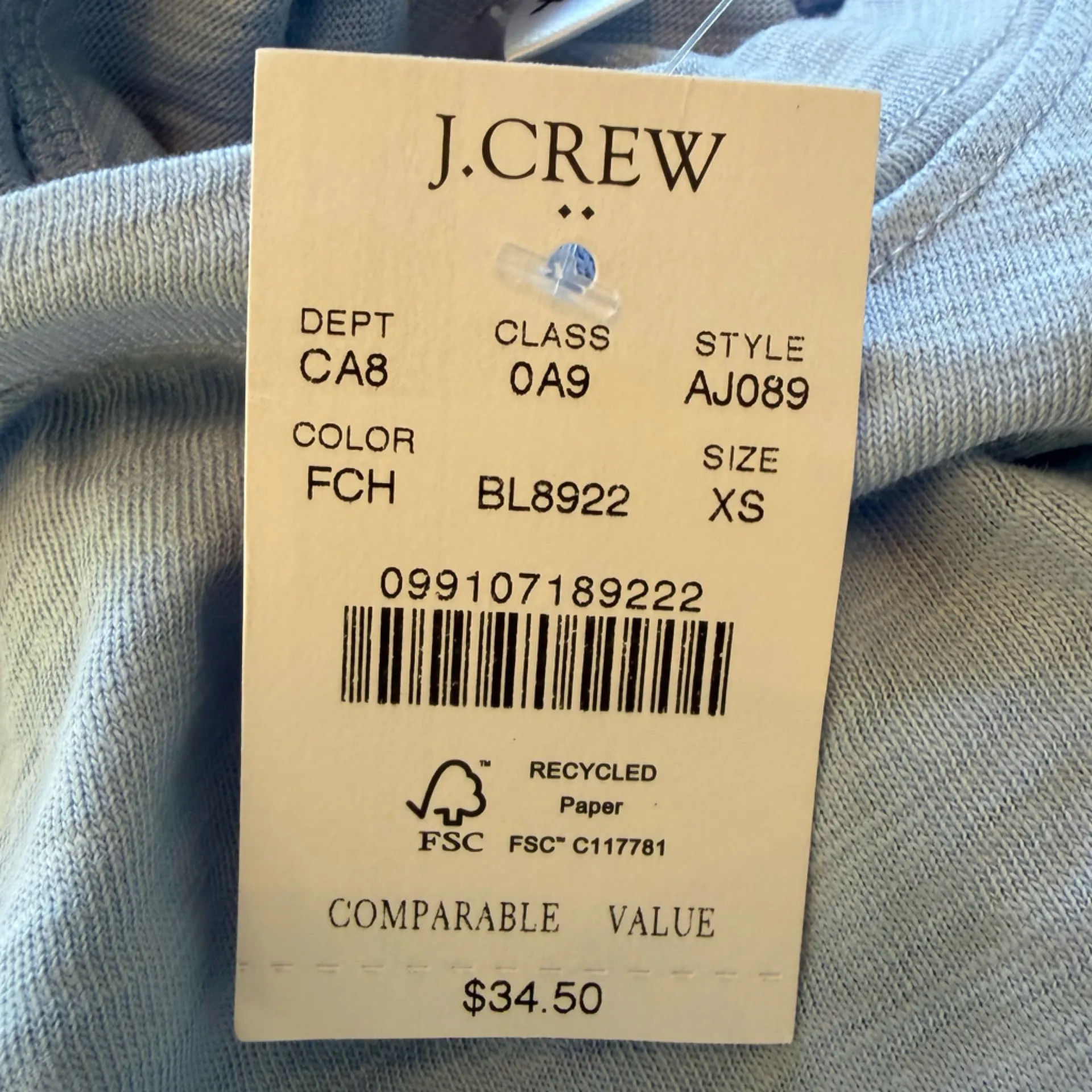 NWT J.Crew Short Sleeve Girlfriend Tee Sky Blue Sz XS sold out online - Image 8