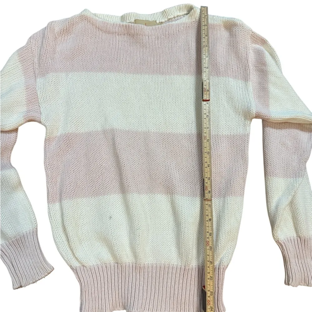 J. Crew Cream & Pink Crew Neck Sweater Sz S Vintage - Image 6