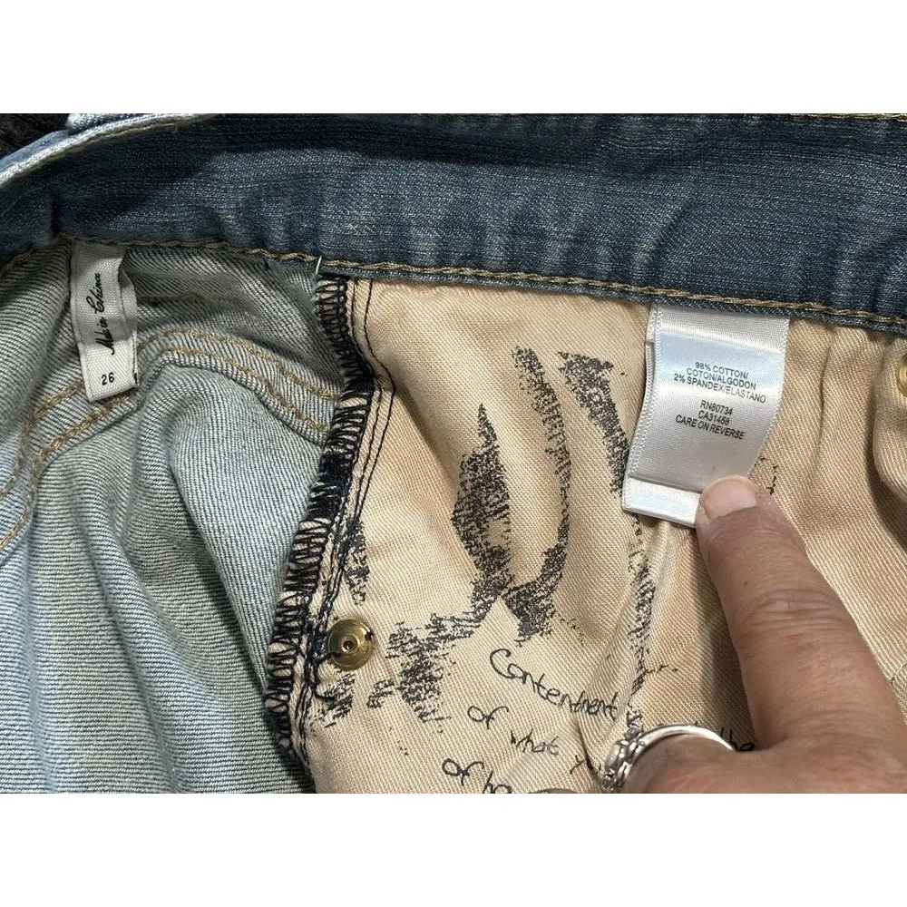 BCBGMaxazria Denim Jeans Zipper Detail Size 26 Womens Mid‎ Rise Light Wash Logo - Image 6