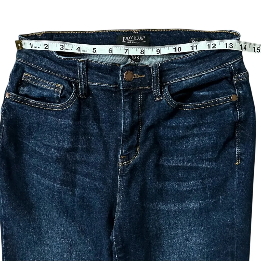 Judy Blue Skinny Fit High Rise Stretchy Denim Jeans Dark Wash Size 7/28 - Image 5
