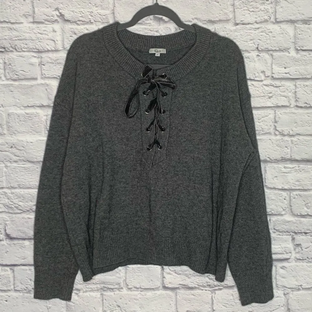 Rails Cashmere Wool Blend Olivia Lace Up Sweater C32 - Image 6