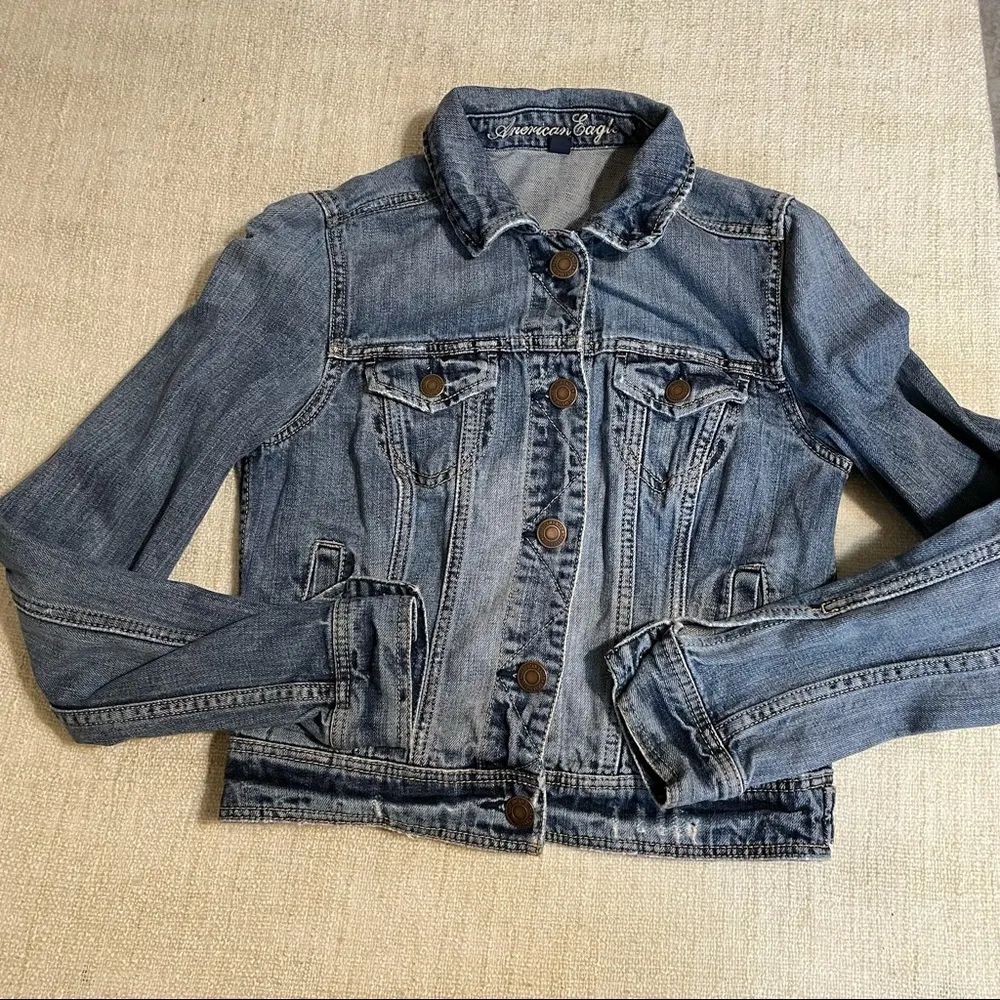 American Eagle Distress Denim Jean Jacket - Image 6