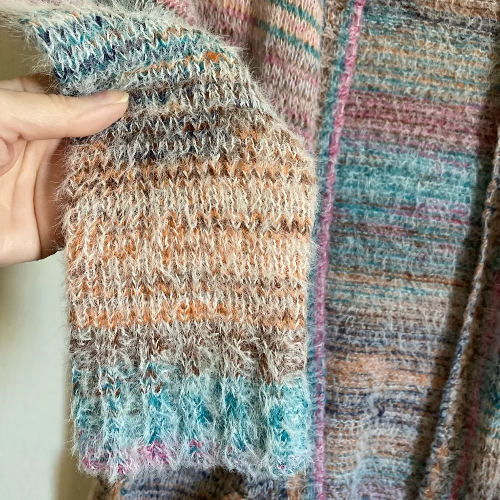 Margeaux & Ellie Multicolor Striped Marbled Open Cardigan Sweater #P Blue Size M - Image 7