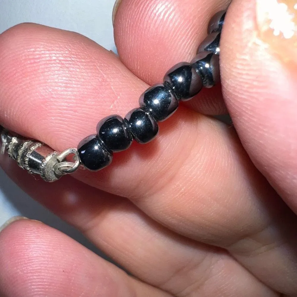 Vintage Hematite Bead Choker Necklace Silver - Image 4