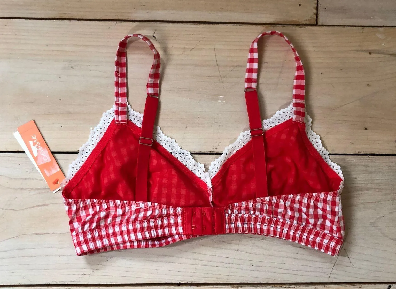 Colsie NWT Women's Red Gingham Unlined Bralette Size XL - Image 9