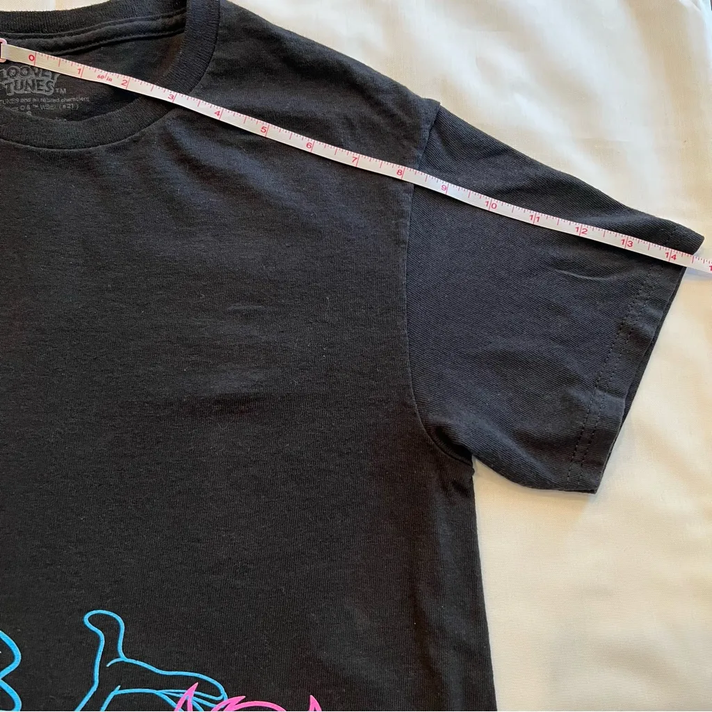 Looney Tunes men’s size small black cotton t shirt bugs daffy taz neon graphic - Image 9
