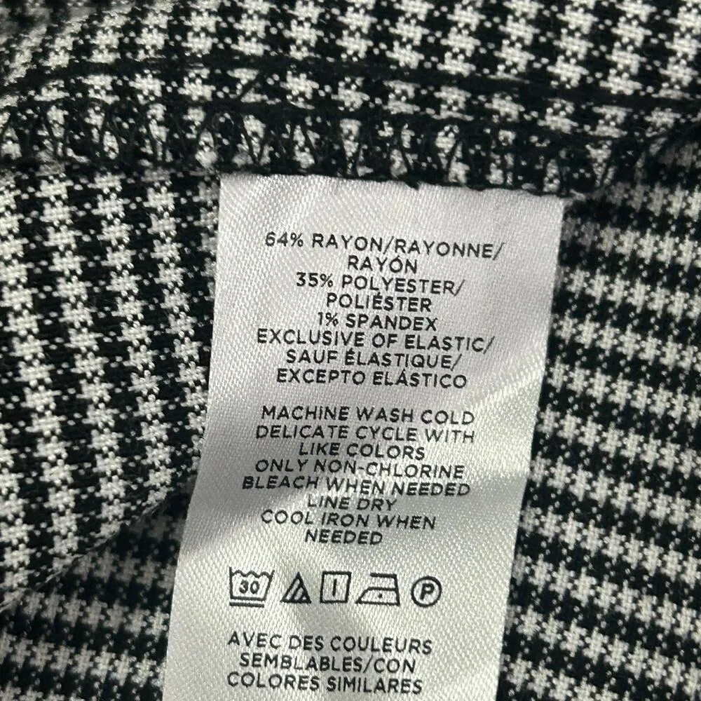 Loft Blouse Smocked Black White Gingham Puff Sleeve Square Neckline Small New - Image 3