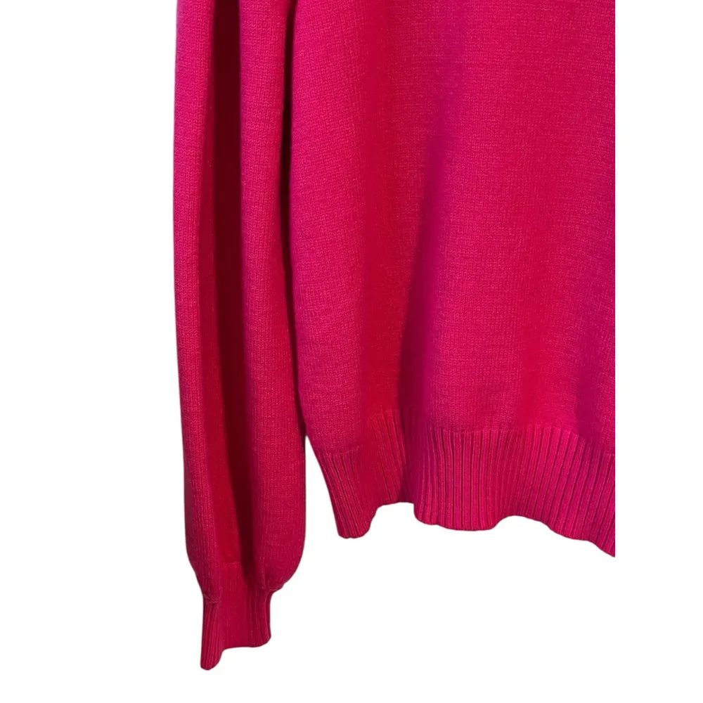 Draper James Sweater Womens Size Large Pink Gold Button Accents Crew Neck NWT - Image 4