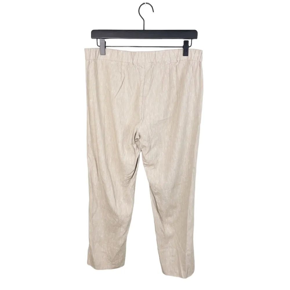 J. Jill Linen Stretch Pants Flat Front Slit Ankle Macademia Tan Size Small - Image 2