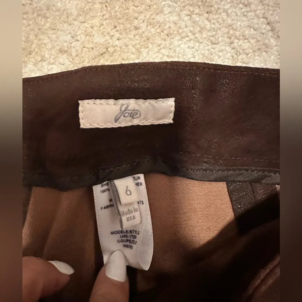 Joie Alvarine %100 Lambskin slim fit pants size 6 chocolate rich brown color - Image 3