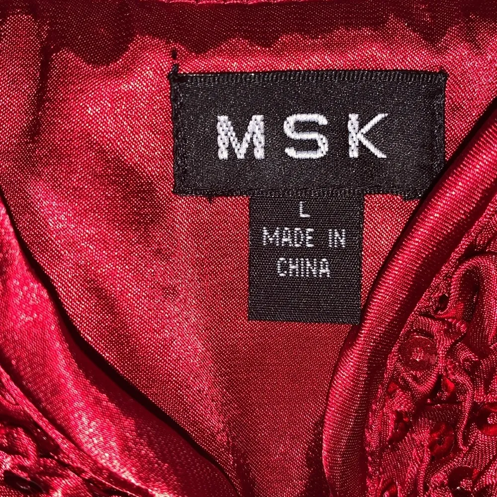 MSK Red Sequin Pucker Jacket Size L - Image 4
