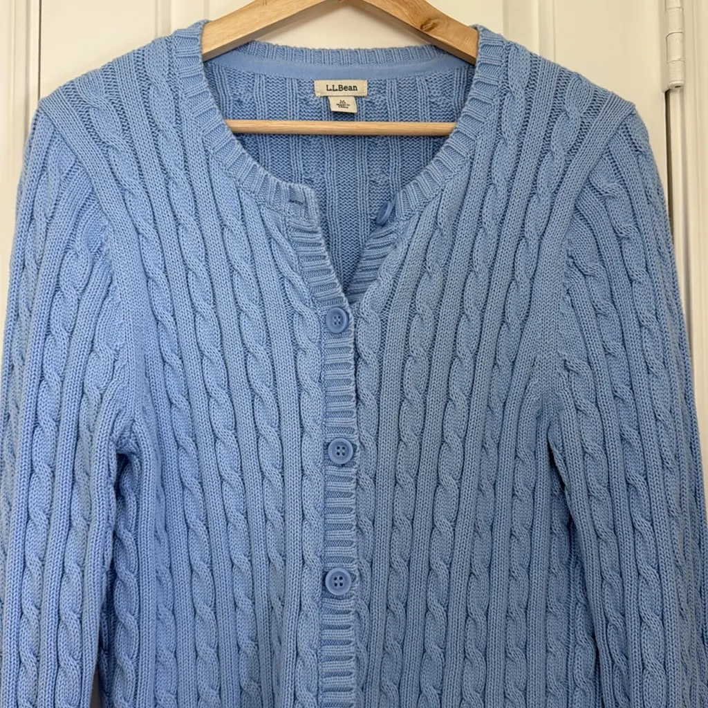 Ll bean cotton cableknit cardigan Blue Size M - Image 3