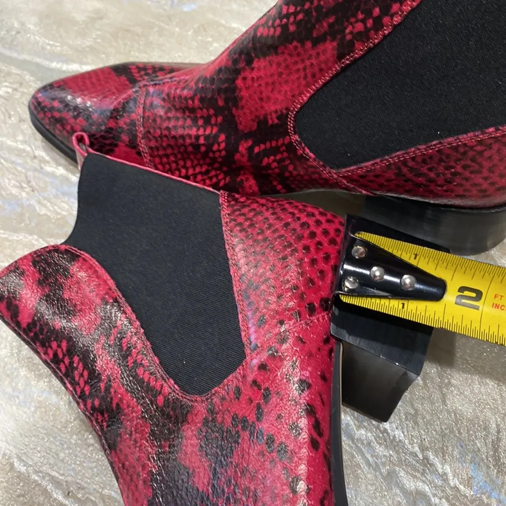 Genuine Leather Red Ankle Boots Size 36 - Image 8