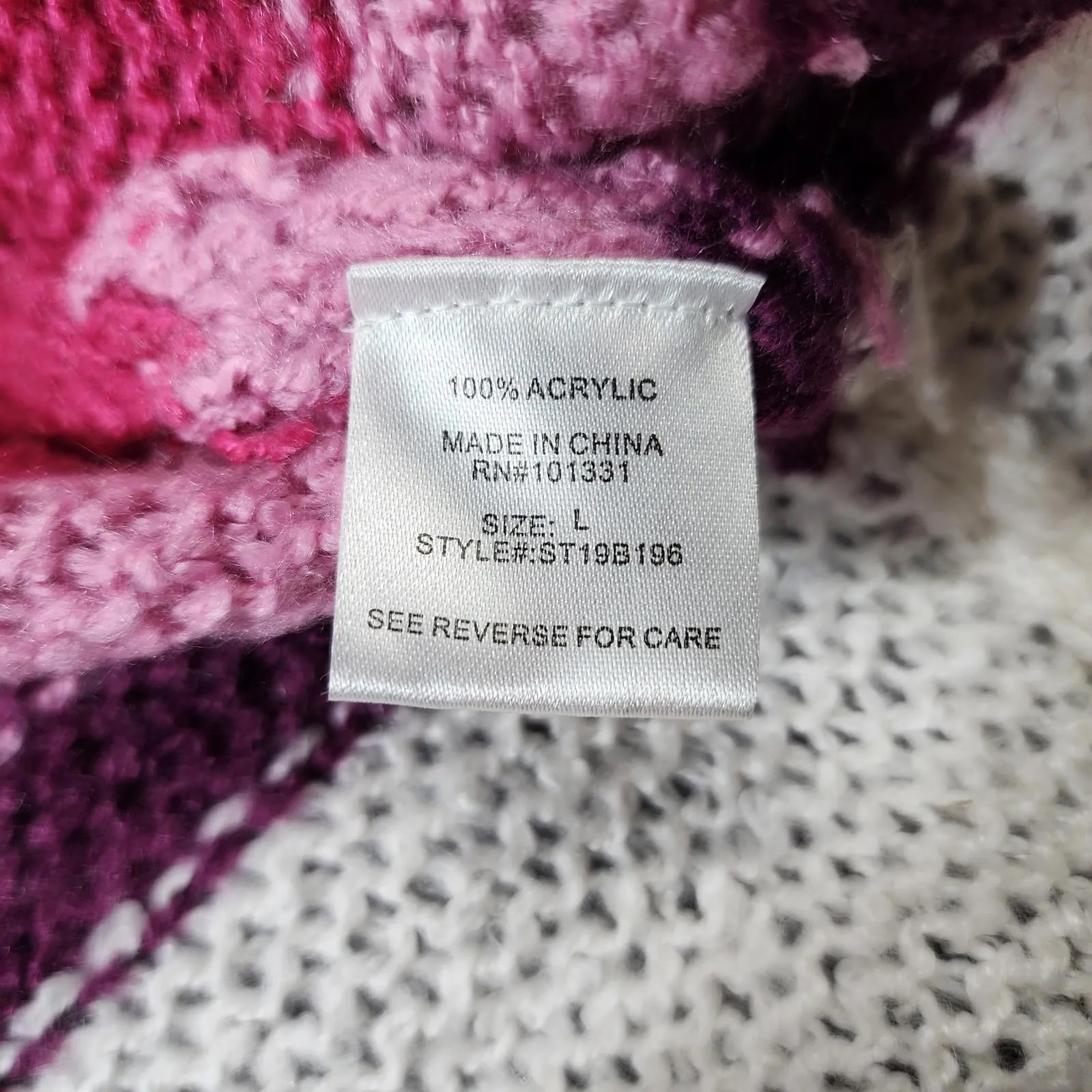 Charlotte Russe Oversized Knit Cardigan Sweater XL White Pink Casual Puff Sleeve - Image 4