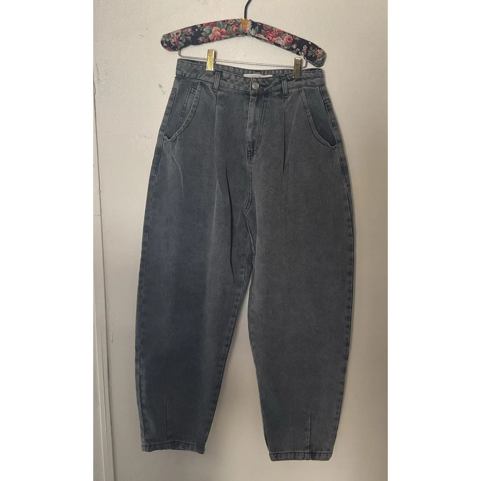 Vintage Style Gray Barrel Jeans High Waist Tapered Denim Pants Women’s M NWT - Image 3