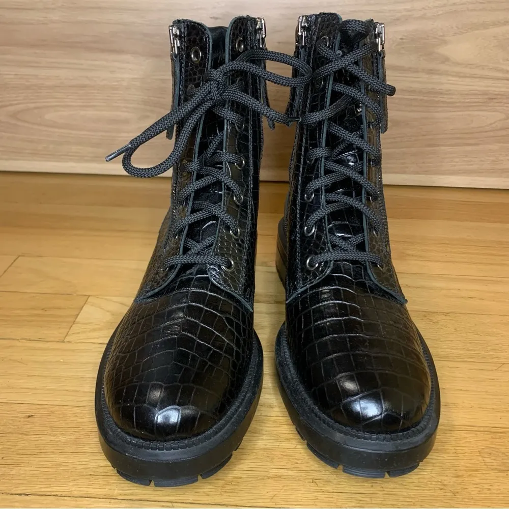 Aquatalia Laila Water Resistant Boot in Black Croc Embossed - Size 6.5 - Image 3