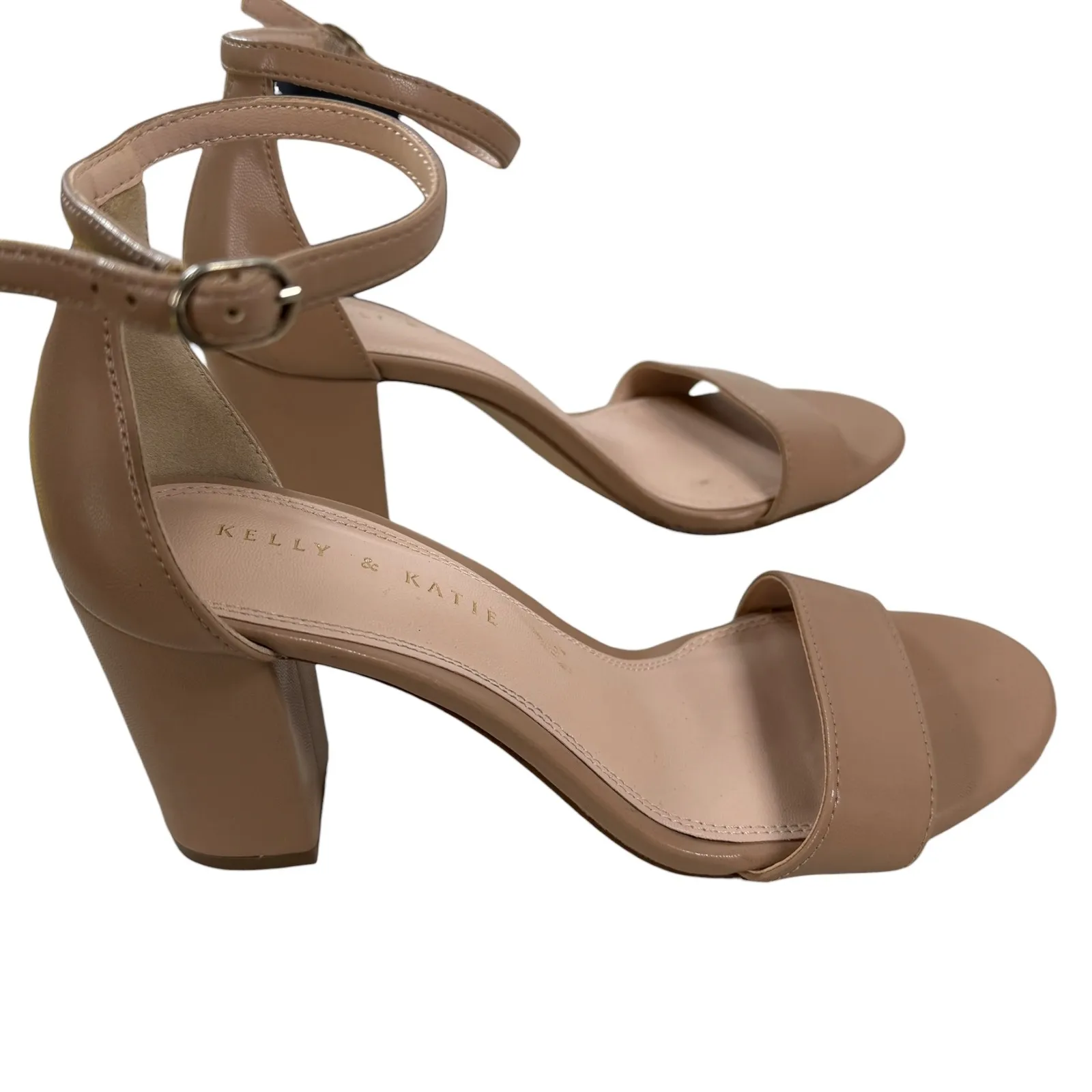Kelly & Katie Women's Hailee 3.5" Block Heel Ankle Strap Sandals Nude Size 8.5M - Image 4