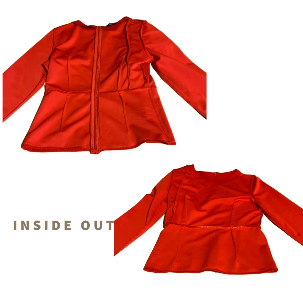 SHEIN RED KNIT PEPLUM WITH RUFFLE SHOULDER TOP (S) - Image 7