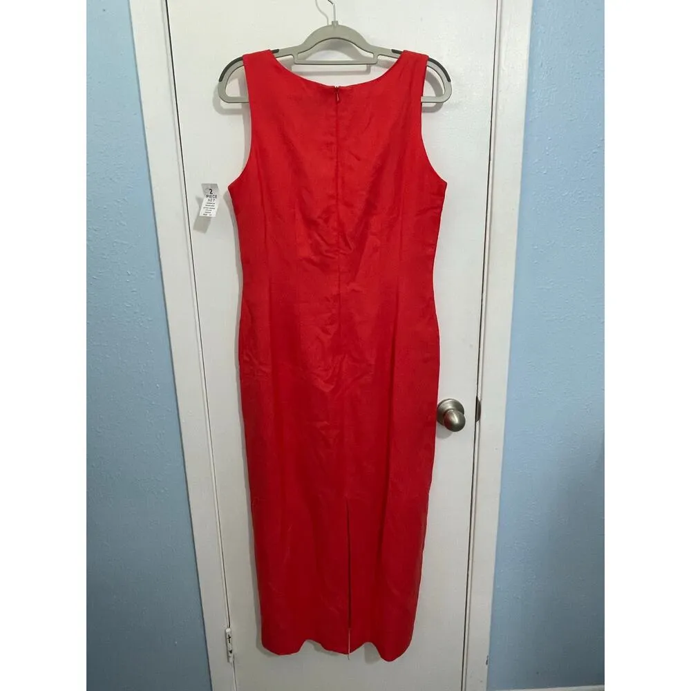 Vintage Jessica Howard 2 Piece Dress Set Size 10 Orange Linen Blend Summer NWT - Image 6