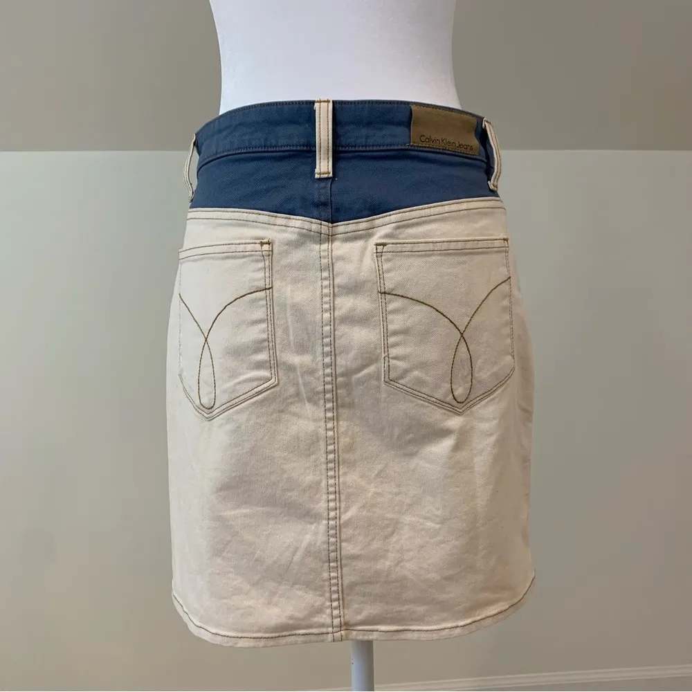 Calvin Klein Denim Color Block Mini Skirt - Image 2