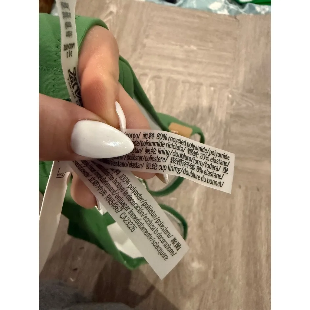 NWT PINK Victoria's Secret Bikini Swim Top Womens Large Green Underwire Solid - Image 6