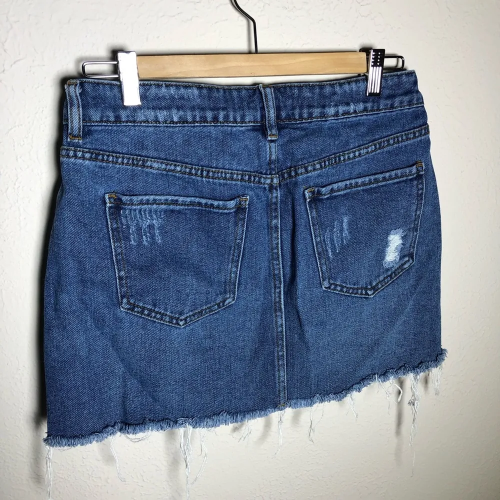 Pac Sun Denim Distressed Medium Wash Skirt - Image 7