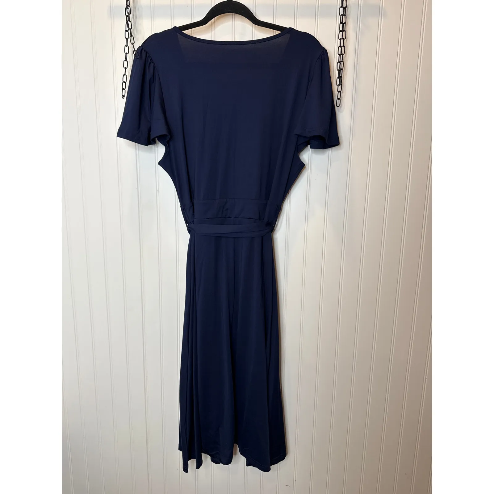 NWT Amazon Dresses Lot of 2 - Navy Faux Wrap & Bold Floral Dress Bundle Size L - Image 5