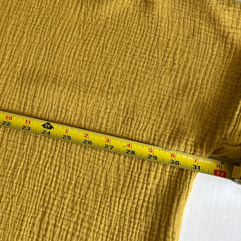 Joie Sz L Oversized Gauze Mustard Tunic Blouse‎ Cotton Short Sleeve V Neck - Image 8
