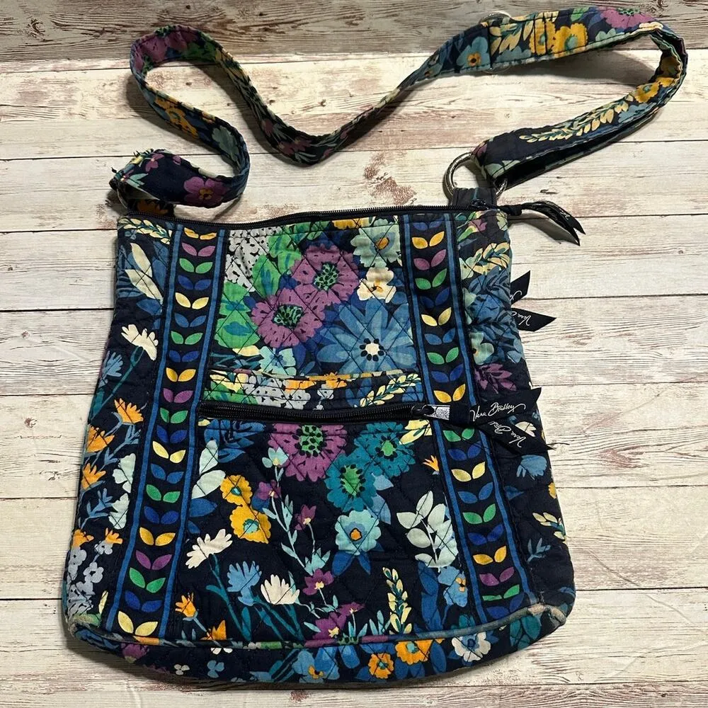 Vera Bradley Midnight Blues Quilted Crossbody Bag Handbag Blue Floral Purse - Image 2